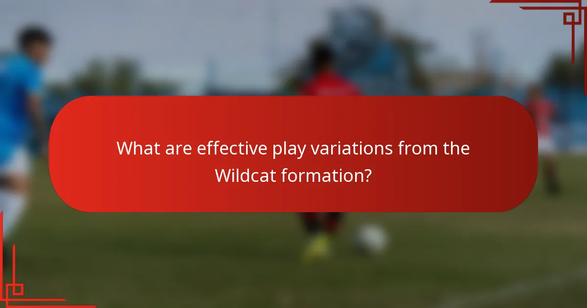 What are effective play variations from the Wildcat formation?